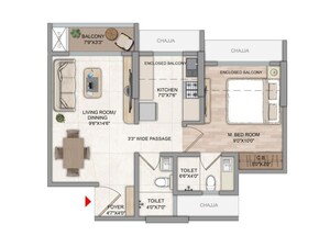 Floor Plan in 2 BHK Apartment at Balkum Pada – for Sale