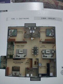 3 BHK + Pooja Room,Servant Room,Study Room,Extra Room Apartment For Sale in Kokapet