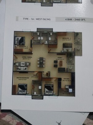 Floor Plan in 4 BHK Apartment at Kokapet – for Sale