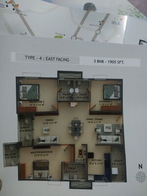 Floor Plan in 3 BHK Apartment at Kokapet – for Sale