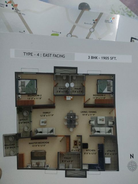 3 BHK + Pooja Room,Servant Room,Study Room,Extra Room Apartment For Sale in Kokapet