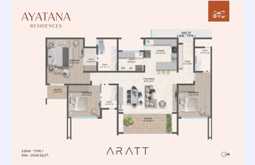 Floor Plan in 4 BHK Apartment at Aratt Ayatana Residences, Electronic City Phase I – for Sale