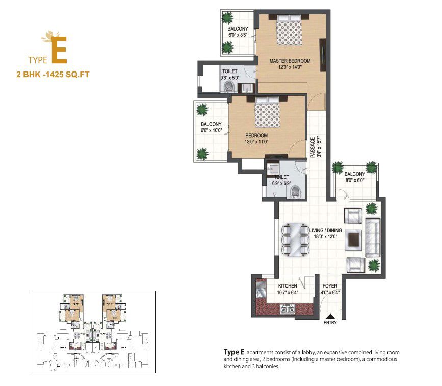2 BHK 1425 Sq.Ft. Apartment in SS The Coralwood