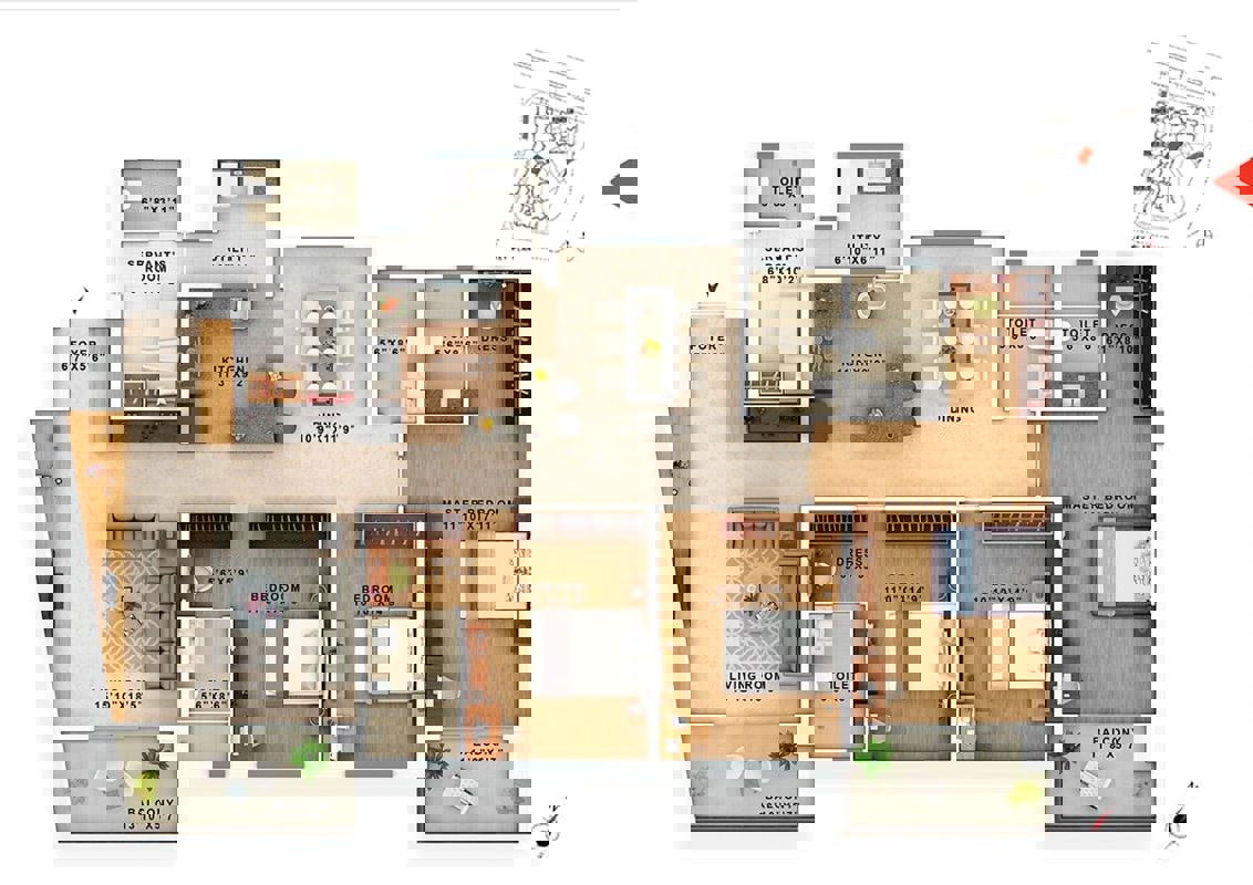 3.5 BHK + Extra Room 2300 Sq.Ft. Apartment in Vaswani Exquisite