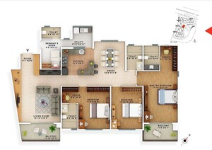 Floor Plan in 3.5 BHK Apartment at Vaswani Exquisite, Whitefield – for Rent