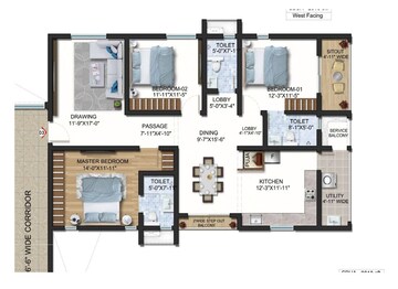 Floor Plan in 3 BHK Apartment at Sumadhura The Olympus, Nanakramguda – for Sale