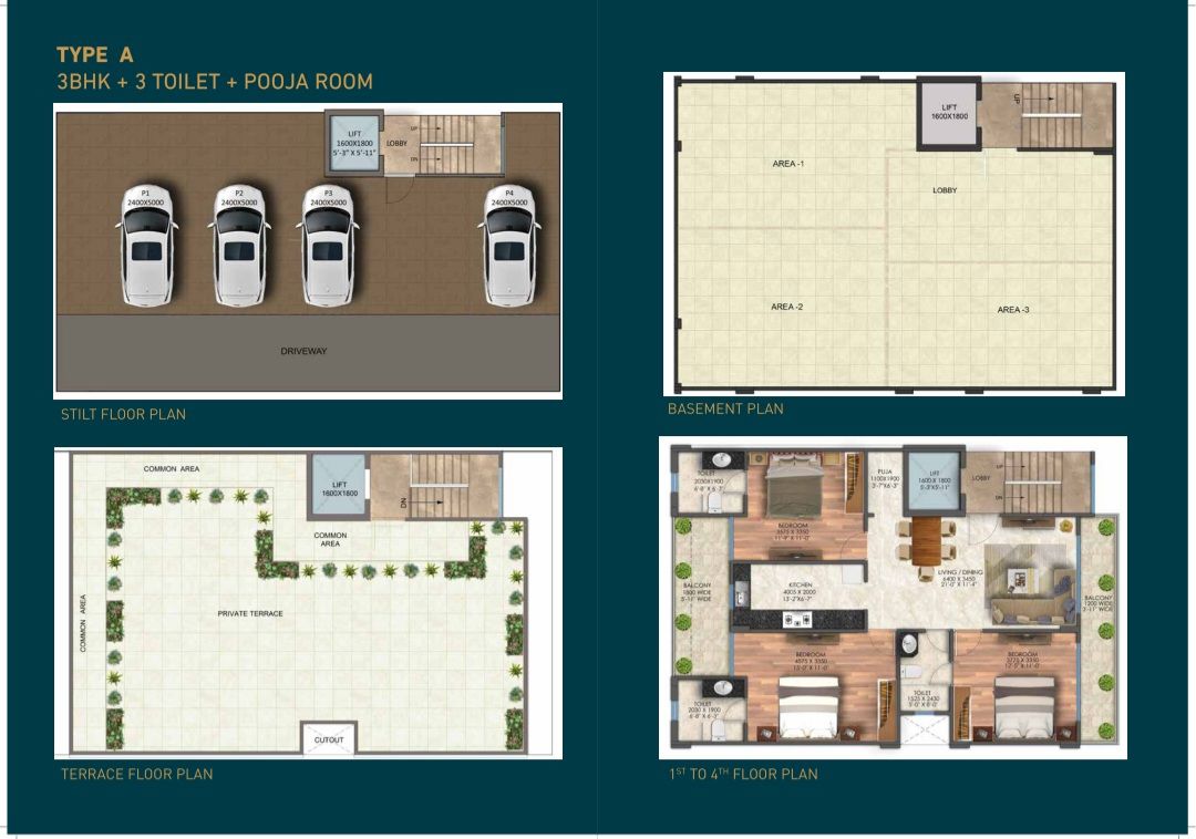 3 BHK + Study Room,Basement 1470 Sq.Ft. Apartment in Signature Global City 63A