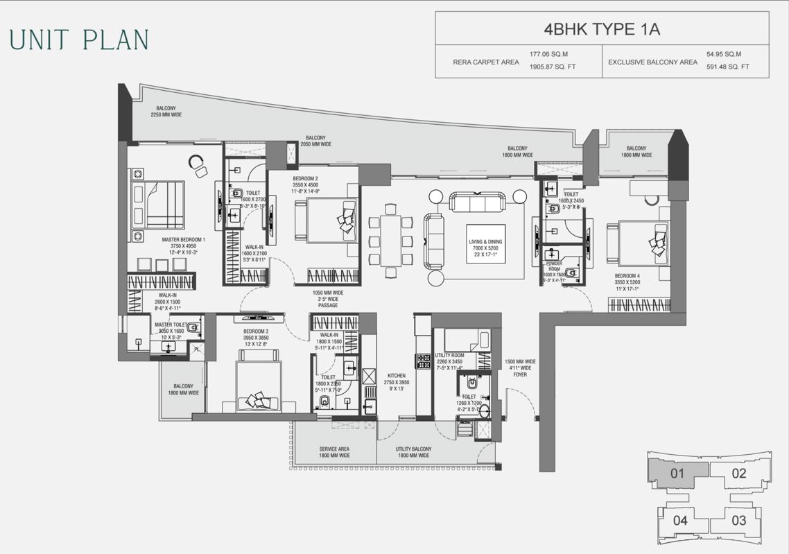 4 BHK + Servant Room Apartment For Sale in Experion The Trillion