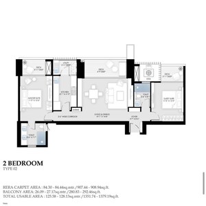 Floor Plan in 2 BHK Apartment at BPTP Amstoria Verti Greens, Sector 102 – for Sale