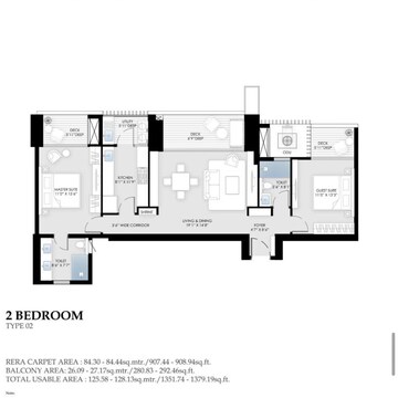 Floor Plan in 2 BHK Apartment at BPTP Amstoria Verti Greens, Sector 102 – for Sale