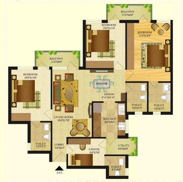 Floor Plan in 3.5 BHK Apartment at Sare Home, Sector 92 – for Sale
