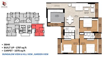 Floor Plan in 3 BHK Apartment at Swastik Emerald Horizons, Cbd Belapur Sector 8a – for Sale