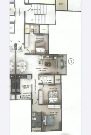 Floor Plan in 3 BHK Apartment at Supreme Estia Phase 1, Baner – for Sale