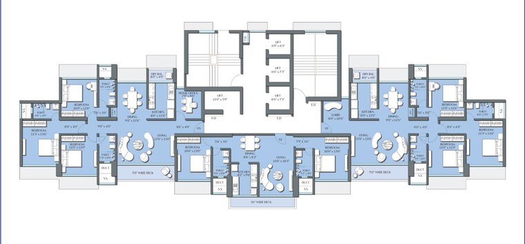 Floor Plan, eon-one 3 Bedroom 1305 Sq.Ft. Apartment In Prabhadevi Mumbai 9901474