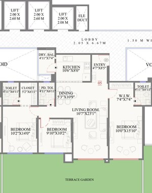 Floor Plan in 3 BHK Apartment at Ranawat Aura Waters, Sinhagad Road – for Sale