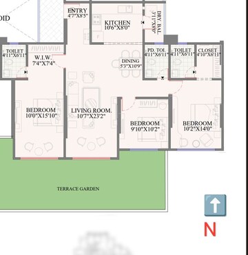 Floor Plan in 3 BHK Apartment at Ranawat Aura Waters, Sinhagad Road – for Sale