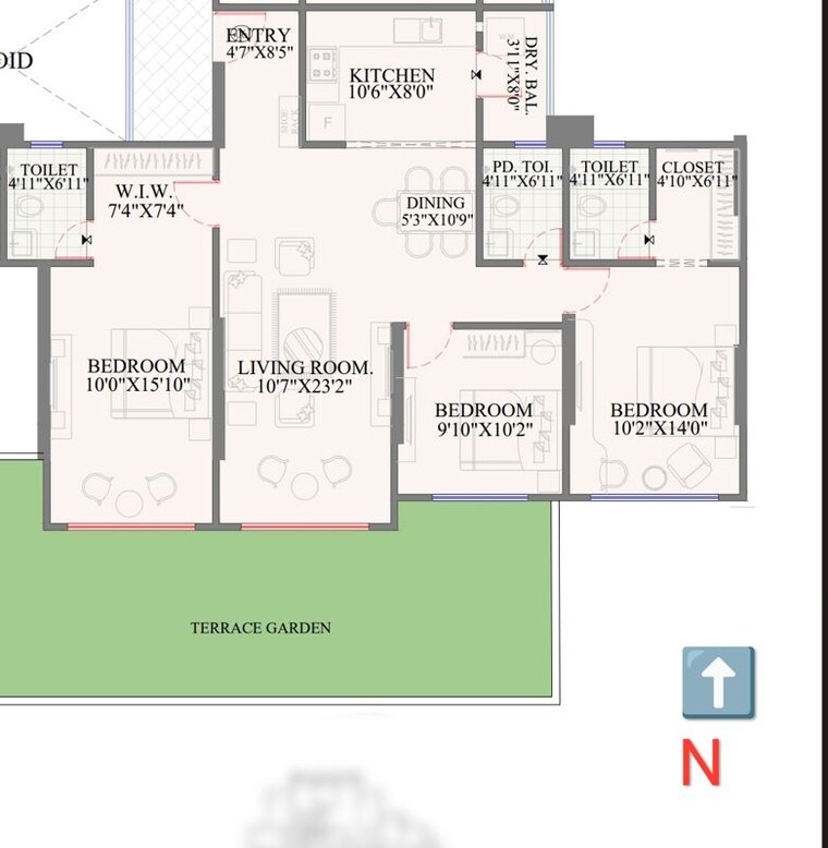 Floor Plan, ranawat-aura-waters 3 Bedroom 1100 Sq.Ft. Apartment In Sinhagad Road Pune 9903634