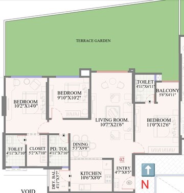 Floor Plan in 3 BHK Apartment at Ranawat Aura Waters, Sinhagad Road – for Sale