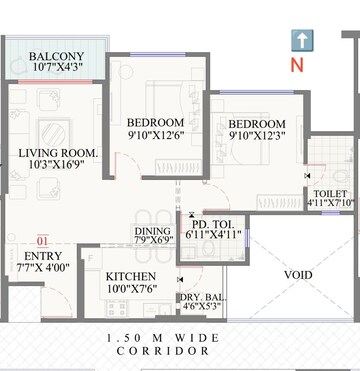 Floor Plan in 3 BHK Apartment at Ranawat Aura Waters, Sinhagad Road – for Sale