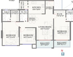 Floor Plan in 3 BHK Apartment at Ranawat Aura Waters, Sinhagad Road – for Sale