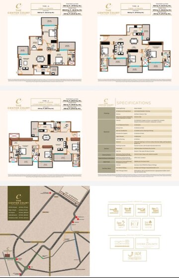 Floor Plan in 3.5 BHK Apartment at The Center Court, Sector 88a – for Sale