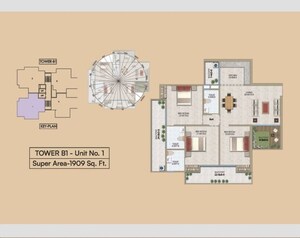 Floor Plan in 3 BHK Apartment at Renowned Renox Thrive, Sector 10 Greater Noida – for Sale