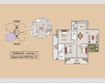 Floor Plan in 3 BHK Apartment at Renowned Renox Thrive, Sector 10 Greater Noida – for Sale