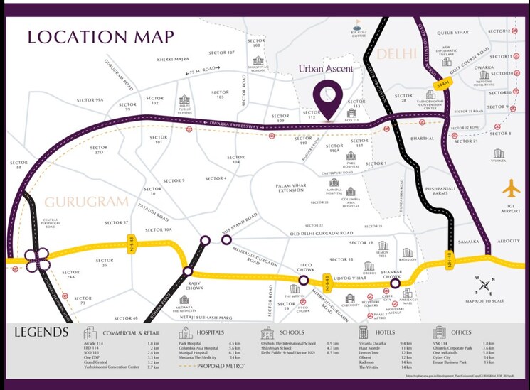Map Location, emaar-urban-ascent 3 Bedroom 1228 Sq.Ft. Apartment In Sector 112 Gurgaon 9909456