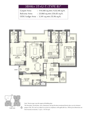 Floor Plan in 3.5 BHK Apartment at Emaar Urban Ascent, Sector 112 – for Sale