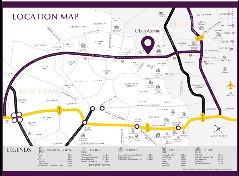 Map Location, emaar-urban-ascent 4 Bedroom 1860 Sq.Ft. Apartment In Sector 112 Gurgaon 9909745