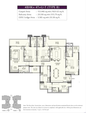 Floor Plan in 4 BHK Apartment at Emaar Urban Ascent, Sector 112 – for Sale