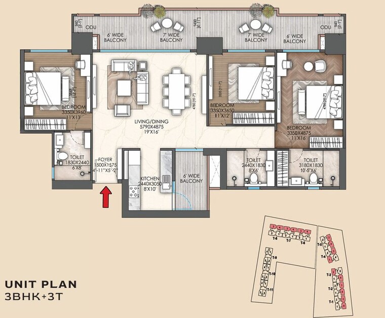 Floor Plan, signature-global-sarvam 3 Bedroom 2040 Sq.Ft. Apartment In Sector 37d Gurgaon 9909783