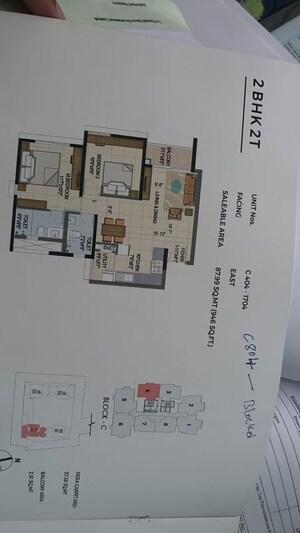 Floor Plan in 2 BHK Apartment at TVS Emerald Jardin, Singasandra – for Sale