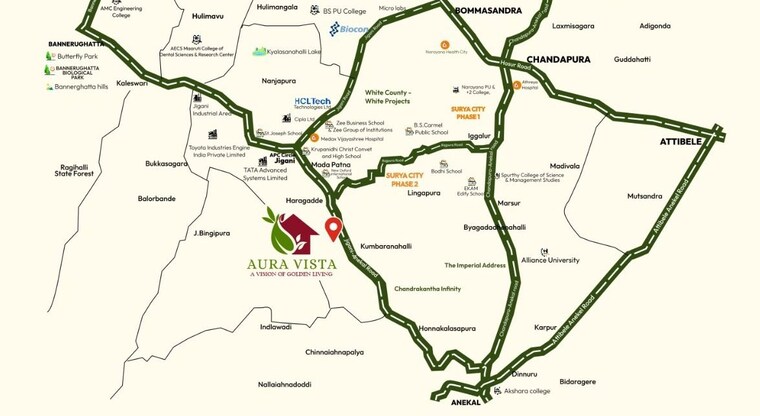 Map Location, jigani  1500 Sq.Ft. Plot In Jigani Bangalore 9914840