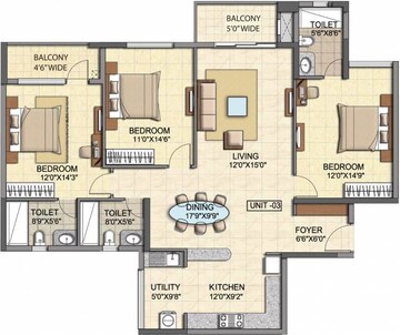Floor Plan in 3 BHK Apartment at Salarpuria Sattva Cadenza, Kudlu Gate – for Sale