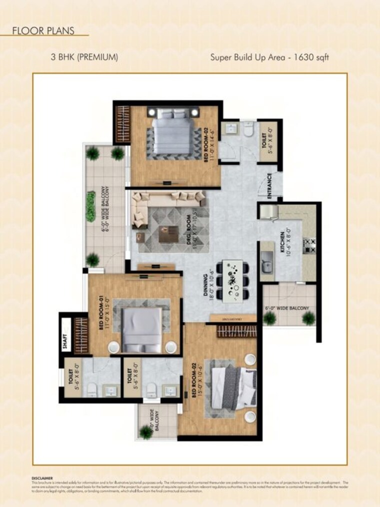 Floor Plan, nagla road 3 Bedroom 1903 Sq.Ft. Apartment In Nagla Road Zirakpur 9915593