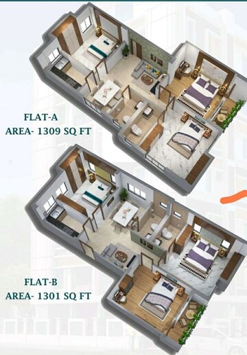 Floor Plan in 3 BHK Apartment at Hiland Park – for Sale