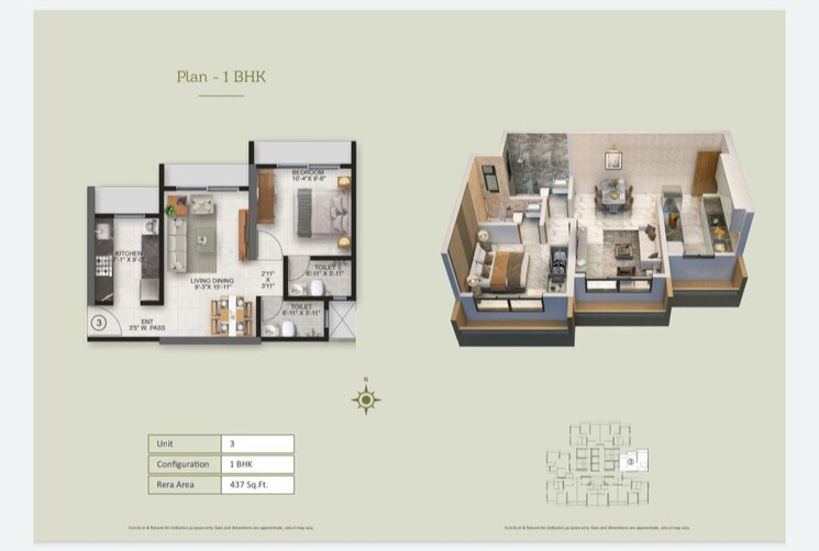 Floor Plan, ace-parkside 1 Bedroom 466 Sq.Ft. Apartment In Kasarvadavali Thane 9918649