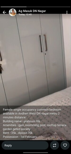 Furnished Amenities in 3 BHK Apartment at Hubtown The Premiere, Andheri West – for Rent