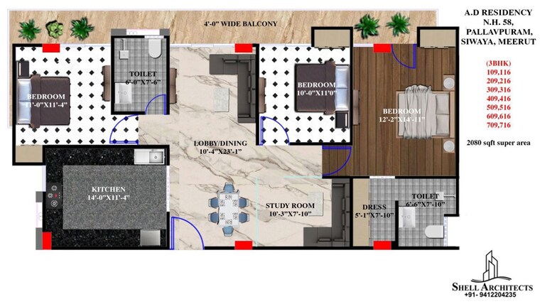 Team Area, modipuram 3.5 Bedroom 1800 Sq.Ft. Apartment In Modipuram Meerut 9921747