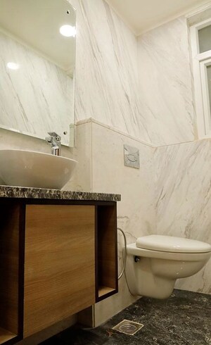 Bathroom in 3 BHK Builder Floor at Sarvapriya Vihar – for Rent