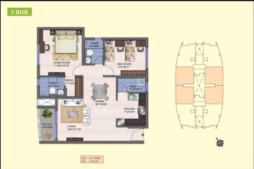 Floor Plan in 2 BHK Apartment at Kolte Patil Mirabilis, Horamavu – for Rent