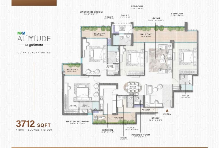 Floor Plan, m3m-altitude 4 Bedroom 3712 Sq.Ft. Apartment In Sector 65 Gurgaon 9923343