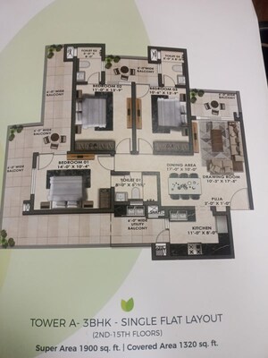 Floor Plan in 3 BHK Apartment at Kharar Landran Road – for Sale