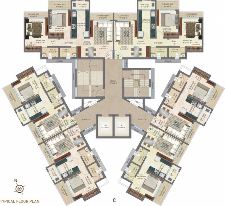 Floor Plan, raj-akshay 1 Bedroom 705 Sq.Ft. Apartment In Mira Road Thane 9923454