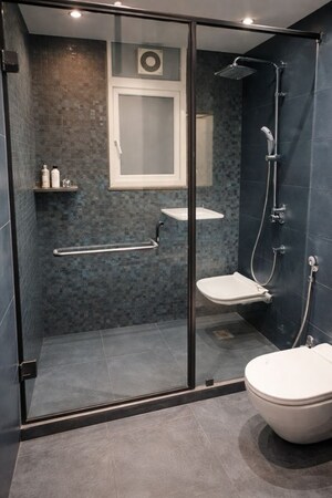 Bathroom in 4 BHK Builder Floor at Sushant Lok I – for Rent