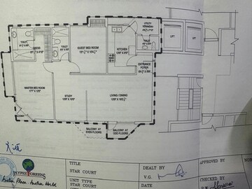 Floor Plan in 2 BHK Apartment at Jaypee Greens Star Court, Jaypee Greens – for Sale