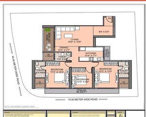 Floor Plan in 3 BHK Apartment at Satyam Surya Manhattan, Kharghar – for Sale