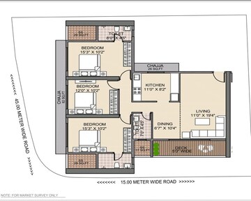 Floor Plan in 3 BHK Apartment at Satyam Surya Manhattan, Kharghar – for Sale