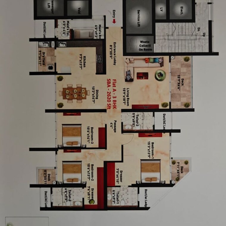 Floor Plan, snn-clermont 3.5 Bedroom 1800 Sq.Ft. Apartment In Veerannapalya Bangalore 9929721